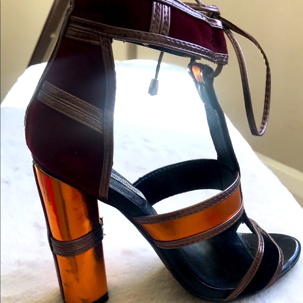 Cranberry and Rust color block Sandals